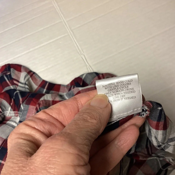 Como vintage blouse womens SZ M plaid button down grunge ruffle country … - Picture 6 of 9